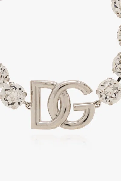 Dolce & Gabbana Logo Crystal-embellished Bracelet In Yellow