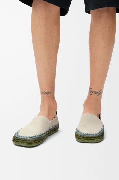 Loewe Rio Suede Espadrilles In Light Gray