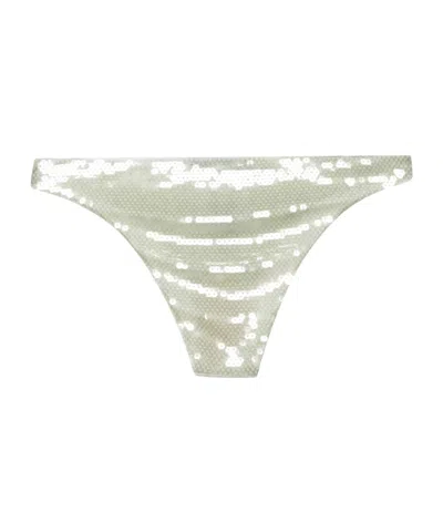 Prada Sequined Tulle Panties In Light Green
