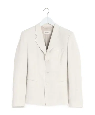Lemaire Single-breasted Fitted Tailored Jacket In White