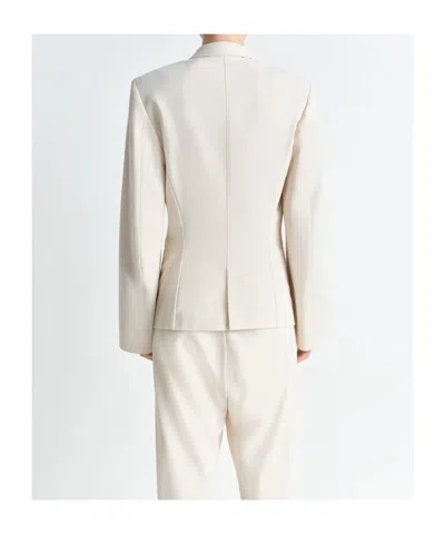 Lemaire Single-breasted Fitted Tailored Jacket In White