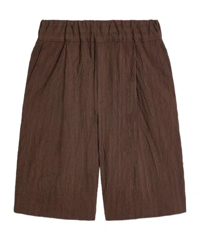 Dries Van Noten Knee Length Crinkled Texture Shorts In Brown