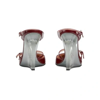 Gucci Pointed Toe Transparent Heel Wedge Pumps In Red