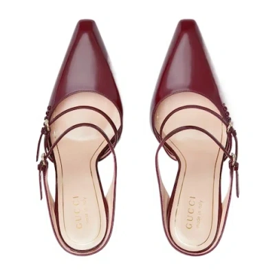 Gucci Pointed Toe Transparent Heel Wedge Pumps In Red