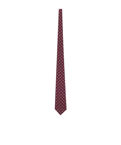 Saint Laurent Wide Tie In Square Silk Twill In Burgundy