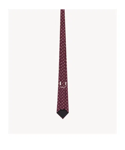 Saint Laurent Wide Tie In Square Silk Twill In Burgundy