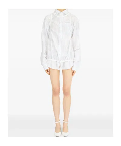 Maison Margiela Striped Long-sleeved Shirt Buttoned Cuffs In White