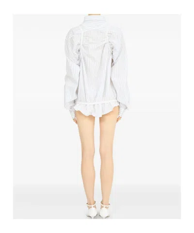 Maison Margiela Striped Long-sleeved Shirt Buttoned Cuffs In White