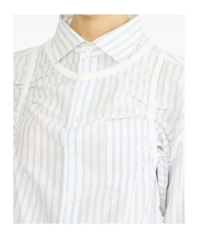 Maison Margiela Striped Long-sleeved Shirt Buttoned Cuffs In White