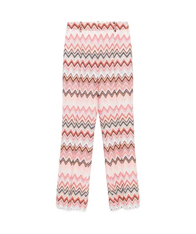 Missoni Flared Zigzag Pattern Trousers With Soft Texture In Multi-color