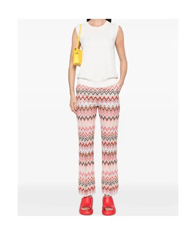 Missoni Flared Zigzag Pattern Trousers With Soft Texture In Multi-color