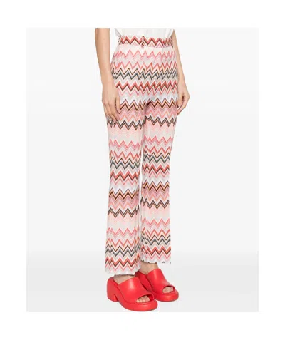 Missoni Flared Zigzag Pattern Trousers With Soft Texture In Multi-color