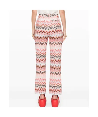 Missoni Flared Zigzag Pattern Trousers With Soft Texture In Multi-color