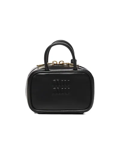 Miu Miu Double Handle Key Bag In Black