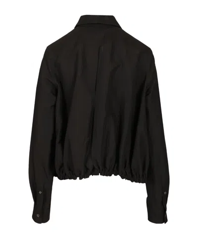 Loewe Drawstring Open-back Blouson Blouse In Black