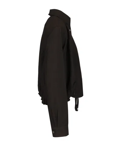 Loewe Drawstring Open-back Blouson Blouse In Black
