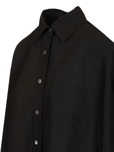 Loewe Drawstring Open-back Blouson Blouse In Black