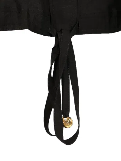 Loewe Drawstring Open-back Blouson Blouse In Black