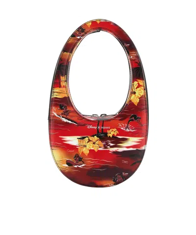 Coperni Mini Tropical Swipe Printed Synthetic Leather Handbag In Red