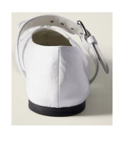 Miu Miu Buckle And Bow Ballet Flats Flat Shoes White In White