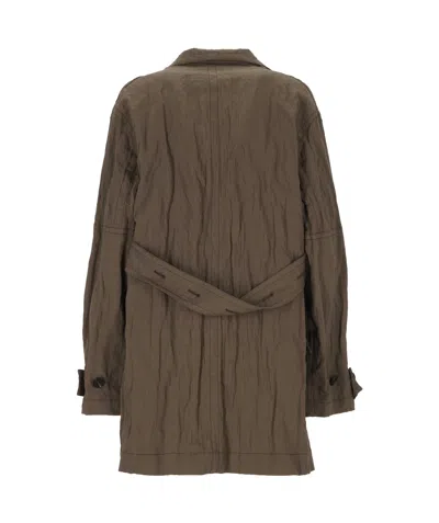 Ferragamo Cotton Ruched Effect Jacket In Brown