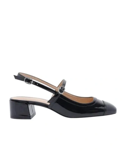 Stuart Weitzman Kenna Block Slingback 45 In Black