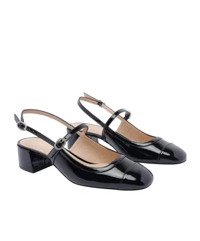 Stuart Weitzman Kenna Block Slingback 45 In Black