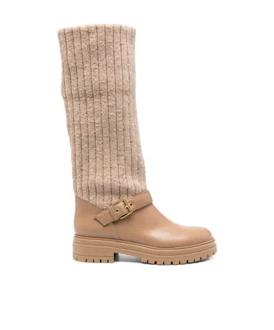 Gianvito Rossi Brown Round-toe Boots In Multicolor