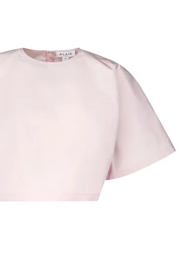 Alaïa Short Sleeve T-shirt In Pink