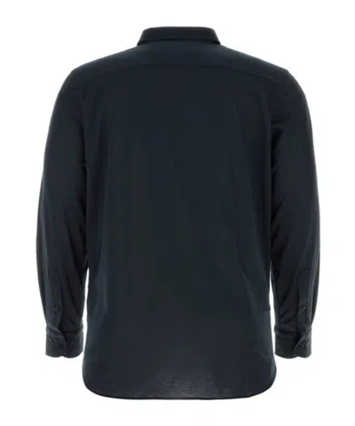 Brioni Midnight Blue Cotton Shirt In Blue