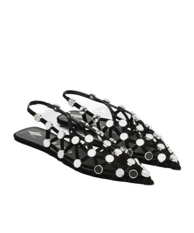 Attico 10mm Grid Suede Ballerina Flats In Black