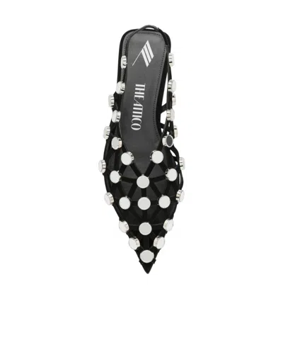 Attico 10mm Grid Suede Ballerina Flats In Black