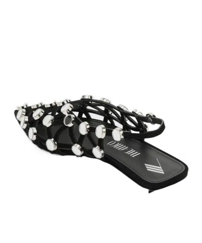 Attico 10mm Grid Suede Ballerina Flats In Black