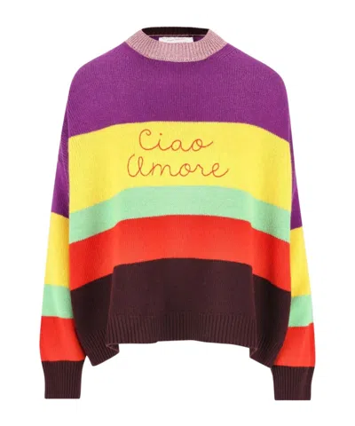 Giada Benincasa Striped Embroidered Sweater In Multi