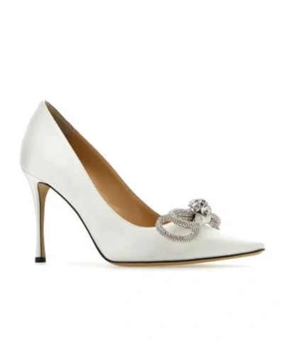 Machmach Mach  Mach Double Bow Pointed Toe Pumps In White