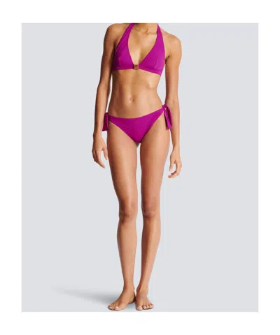 Balmain Two-piece Pb Logo Swimsuit In Purple