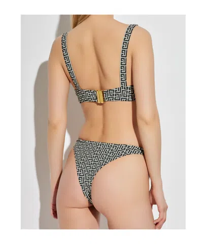 Balmain Patterned Two Piece Swimsuit In Black