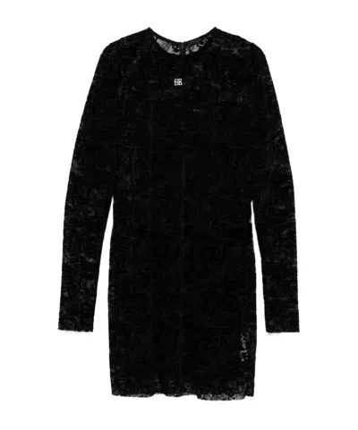 Givenchy Knee Length Lace Dress With Sheer Detailing In Black