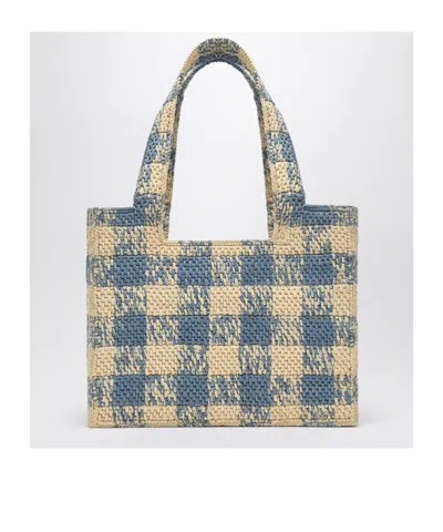 Loewe Font Raffia Tote In Natural/light Blue