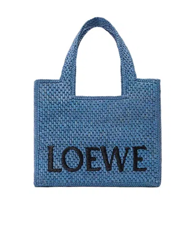 Loewe Women's Font Small Raffia Bag In Light Blue