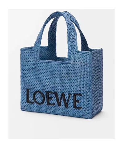 Loewe Women's Font Small Raffia Bag In Light Blue