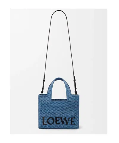Loewe Women's Font Small Raffia Bag In Light Blue