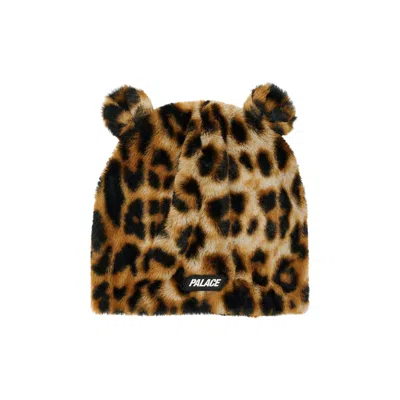 Pre-owned Palace Furry Ears Nein Cuff Beanie 'leopard' In Multi-color