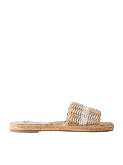 Aquazzura Flat Woven Open Toe Slippers In Beige