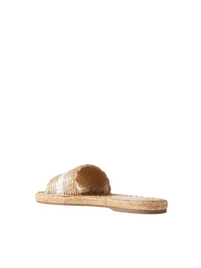 Aquazzura Flat Woven Open Toe Slippers In Beige