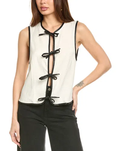 Weworewhat Tie-front Linen-blend Vest In White