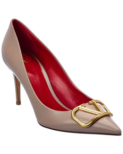 Valentino Garavani Valentino Vlogo Signature 80 Leather Pump In Beige