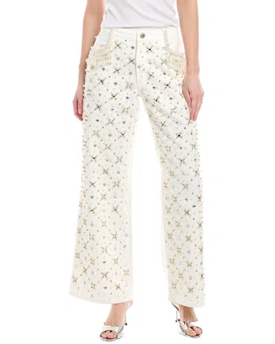 Patbo Beaded Wide Leg Jean In White