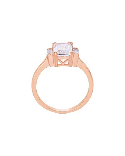Genevive Silver Diamond Cz Statement Ring In Metallic