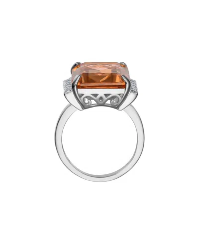 Genevive Silver Diamond Cz Statement Ring